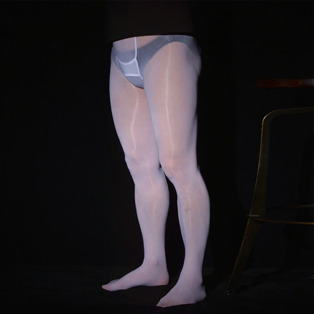 Мъжки чорапогащи голям размер, Тънки Прозрачни Маслени блестящи чорапи, калъф за пениса, ластични панталони чорапогащи, бельо, Бельо
