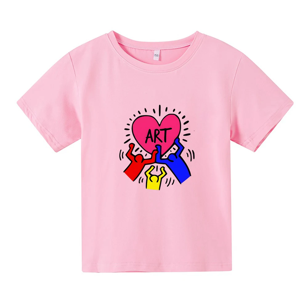 Ежедневна тениска Kkeith Hharing от 100% памук с шарките на Kawai за момчета/Момичета, Детски Лятна Тениска с къс ръкав и забавен дизайн
