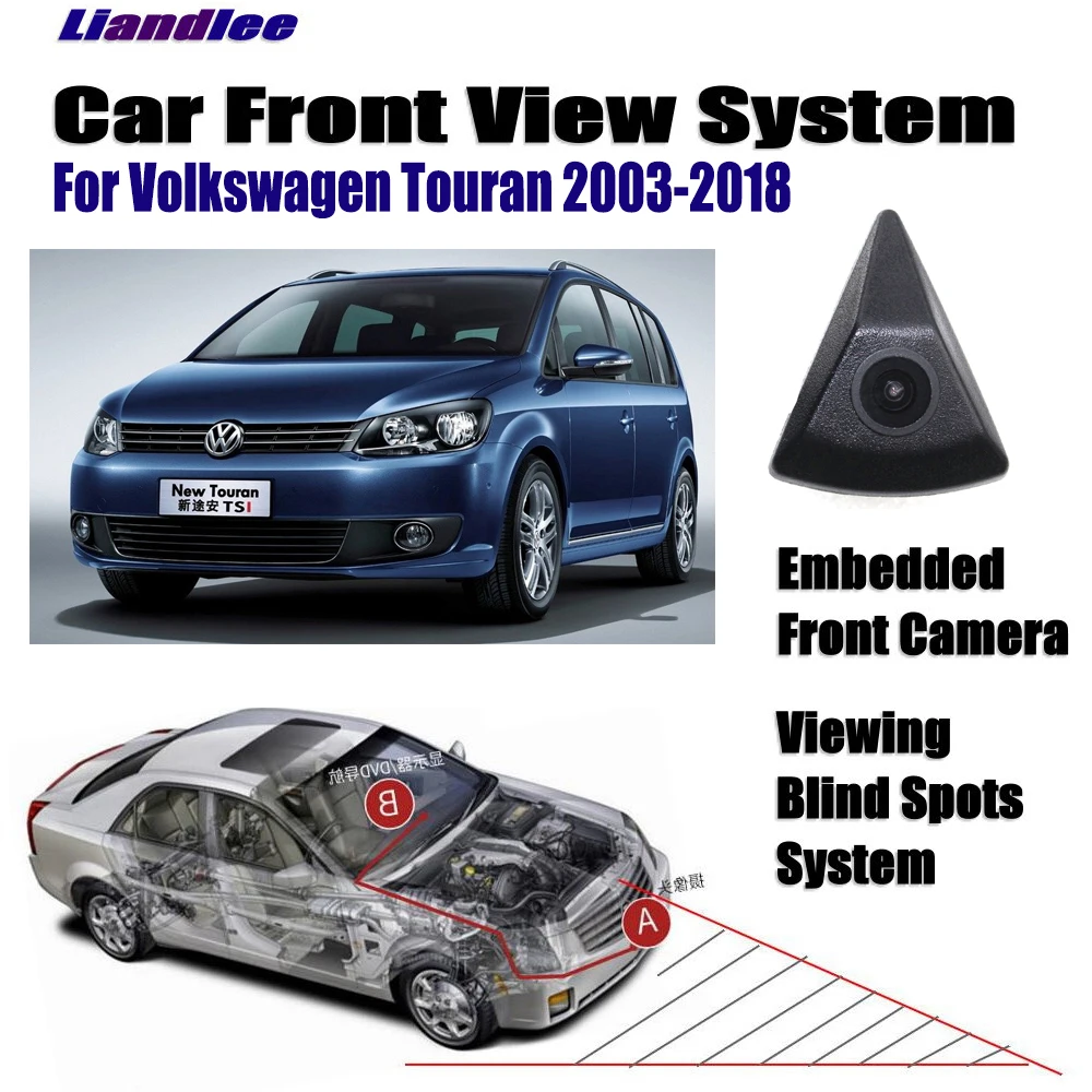 Решетка с логото на предната част на автомобила, Камера за Volkswagen VW Touran 2003-2018 10 12 15, Без задна скорост Парковочная камера за задно виждане широка