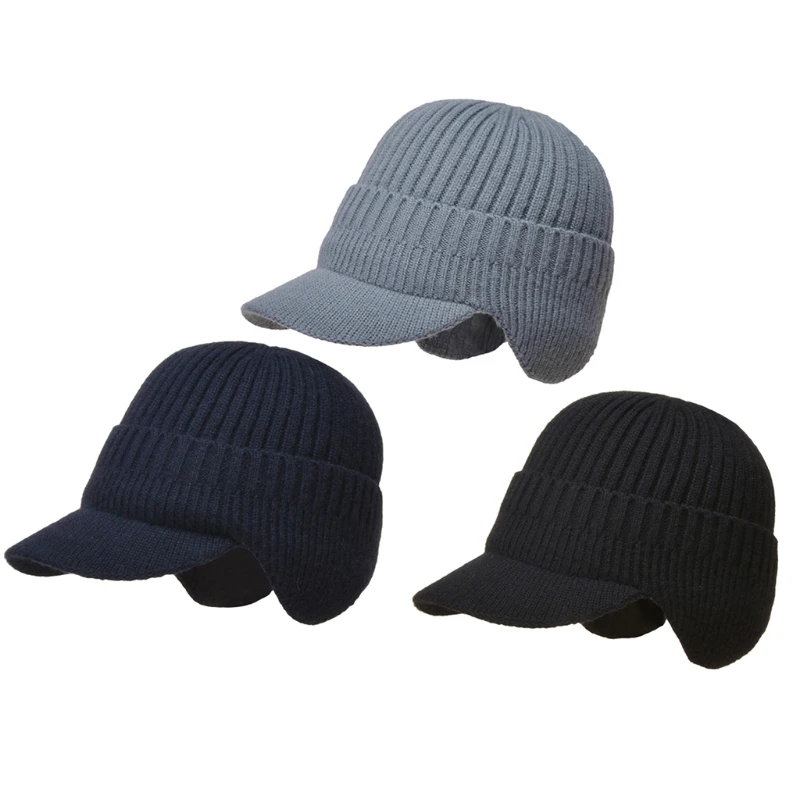 Мъжка зимна шапка-ушанка с козирка, възли тюбетейки с една плюшена подплата, бейзболна шапка, ветрозащитный топлоизолация за врата