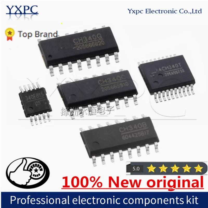 100% чисто Нов внесен Оригинален CH340G CH340E CH340T CH340C CH340B CH340N USB към серийния порт на чип