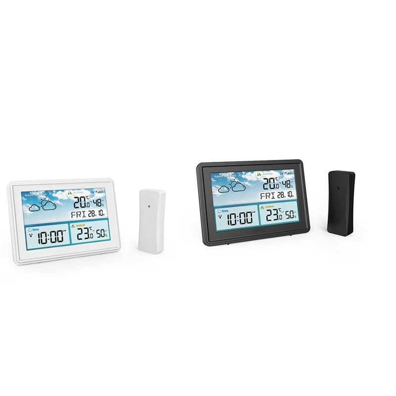 Безжична Цифрова метеорологичната станция Цветен LCD Дисплей Термометър, Влагомер Сензор Прогнозата на Точката на Замръзване Календар Plug EU