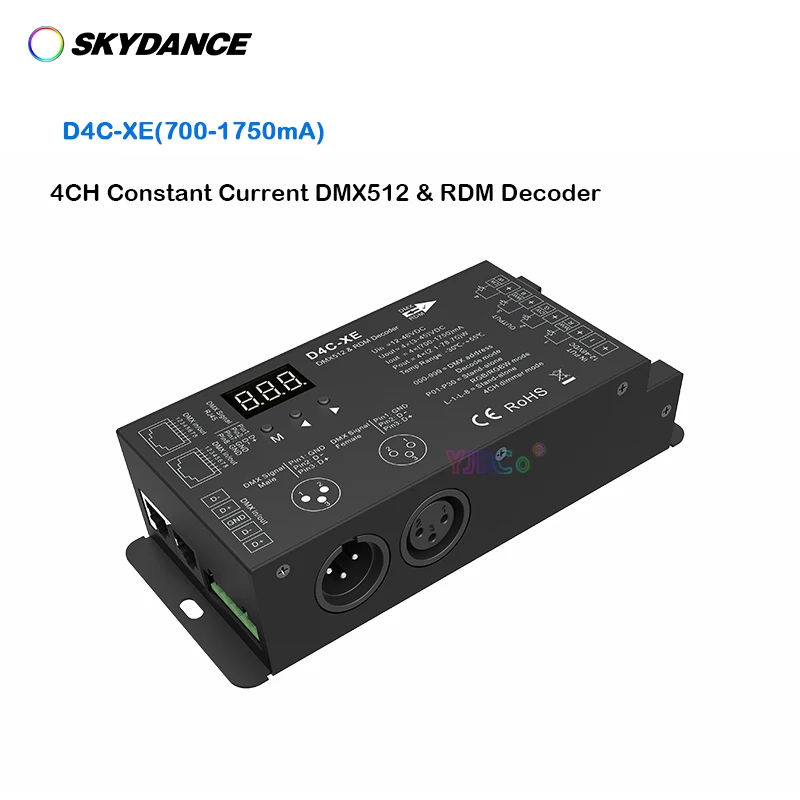Skydance 12V-48V 4-канален DMX 512 декодер dc 700-1750mA 4-канален RGB/RGBW RDM контролер 7 PWM RJ-45 DMX регулатори на сигнала