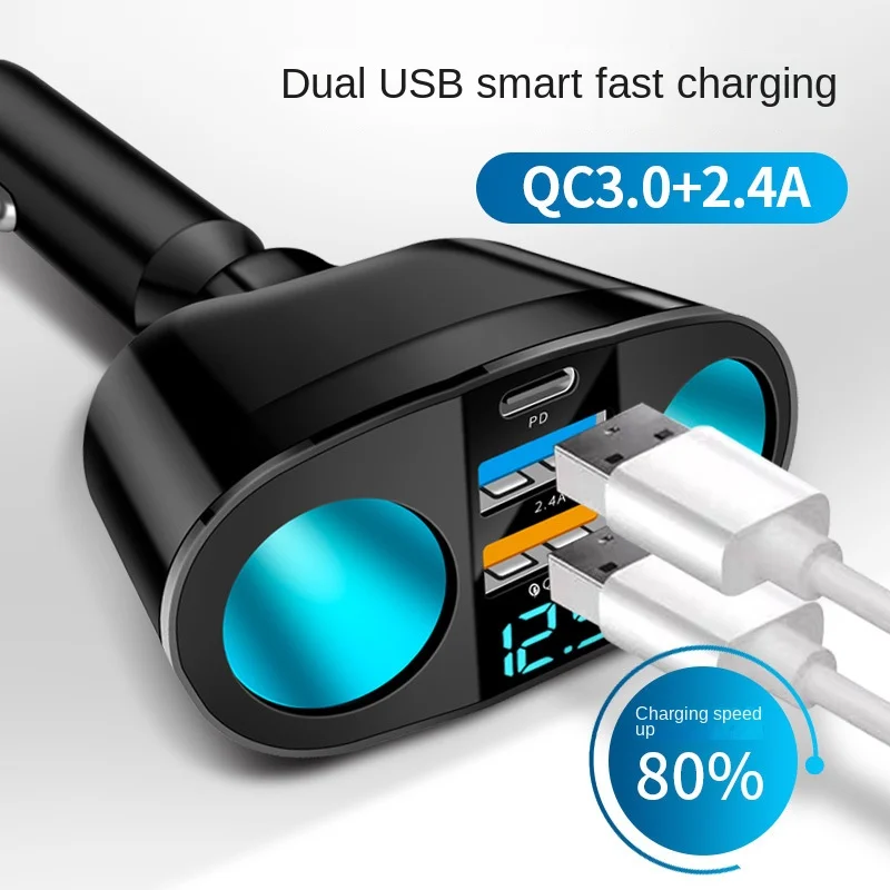 Зарядно за кола с 5 порта 66 W 3.1 A Dual USB PD QC3.0 Бързо зареждане зарядно устройство за телефон автомобилен крик Бързо Зарядно устройство Адаптер за захранване