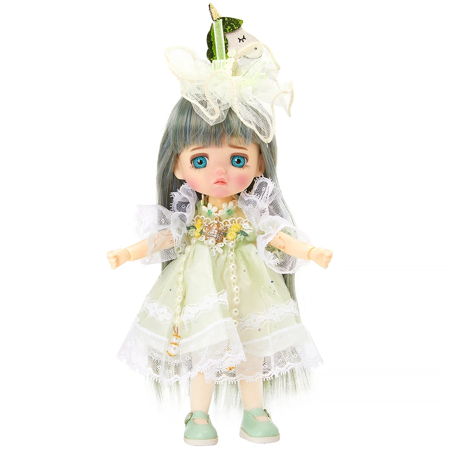 Кукли BJD 22,5 см за момичета, класическа кукла за грим в зелена рокля, 21 въртящ се на движещ тялото с выдолбленным цвете, детски играчки 