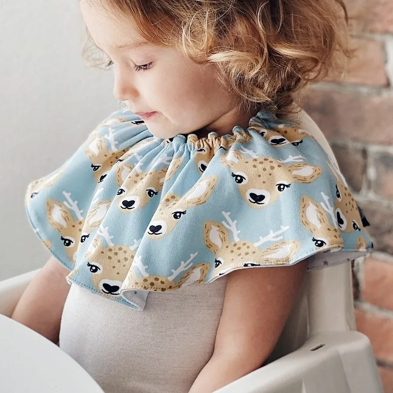 Детско памучно кърпа за слюнка, въртящи се на 360 градуса лигавник, сладък декоративен шал с принтом за дете 6-12 месеца, кърпа за слюней