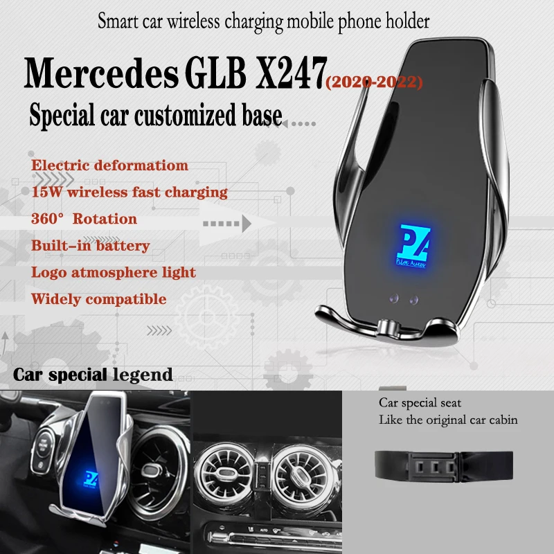 За 2020-2021 Mercedes Benz GLB X247 Кола на Телефона Безжично Зареждане 15 W Скоба За Мобилни Телефони Навигация Скоба GPS Поддръжка 360