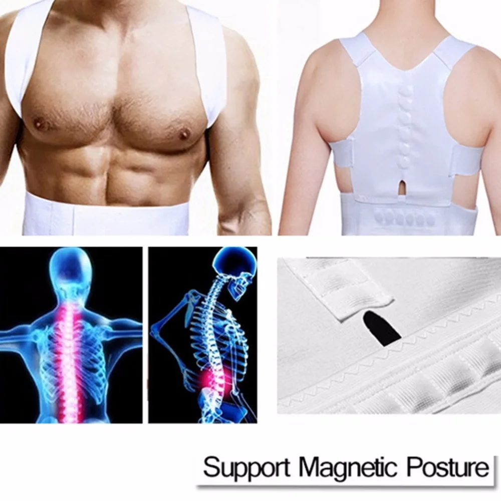 Удобен Магнитен коректор стойка, колан за облекчаване на болки в гърба, превръзка за облекчаване на болки в раменете От болестта, Бели тиранти, колани