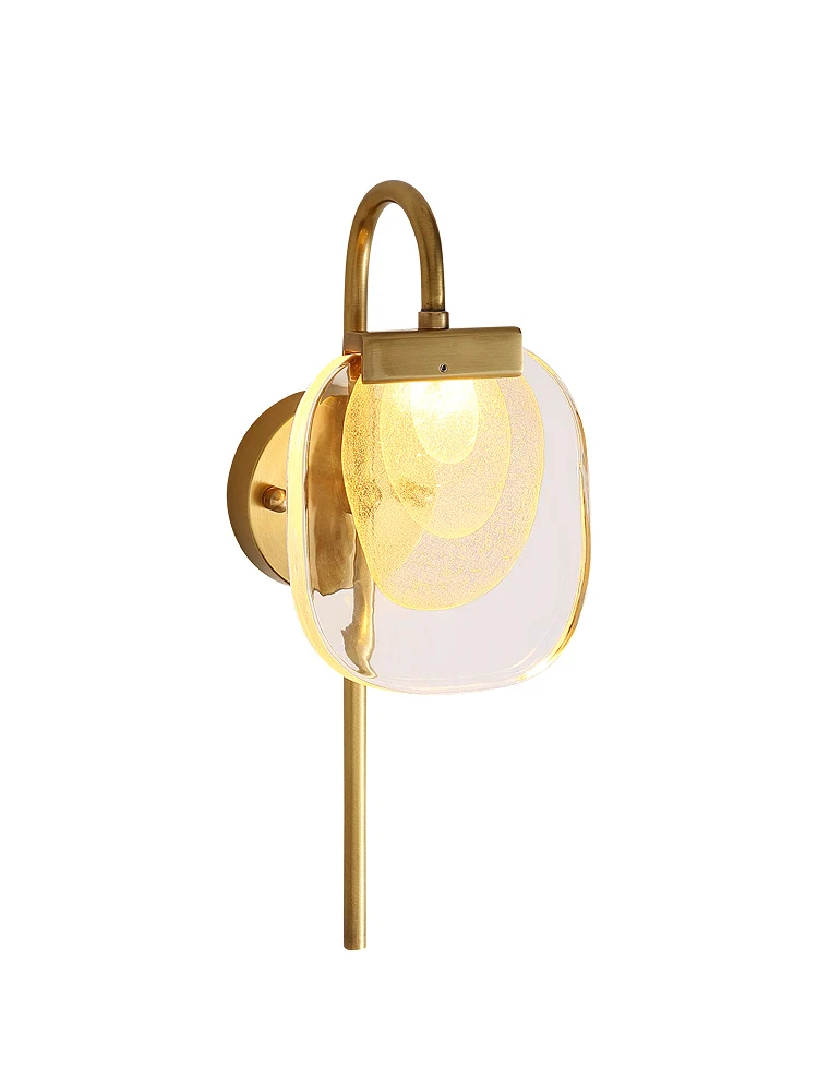 Луксозен модерен дизайнерски стенен лампа от меден стъкло Прости арт декор със златен блясък Вътрешно осветление Нощно шкафче за спалня Преминаване Стълбище Баня