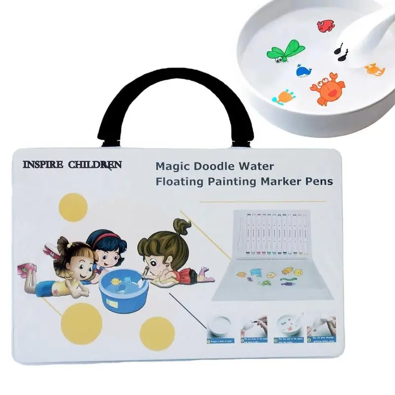 Плаващи писалки за чертане, 4 цвята, дръжки за рисуване с вода с плаващи мастило, маркери за многократна употреба без мирис за деца, което позволява да създавате чертежи във водата