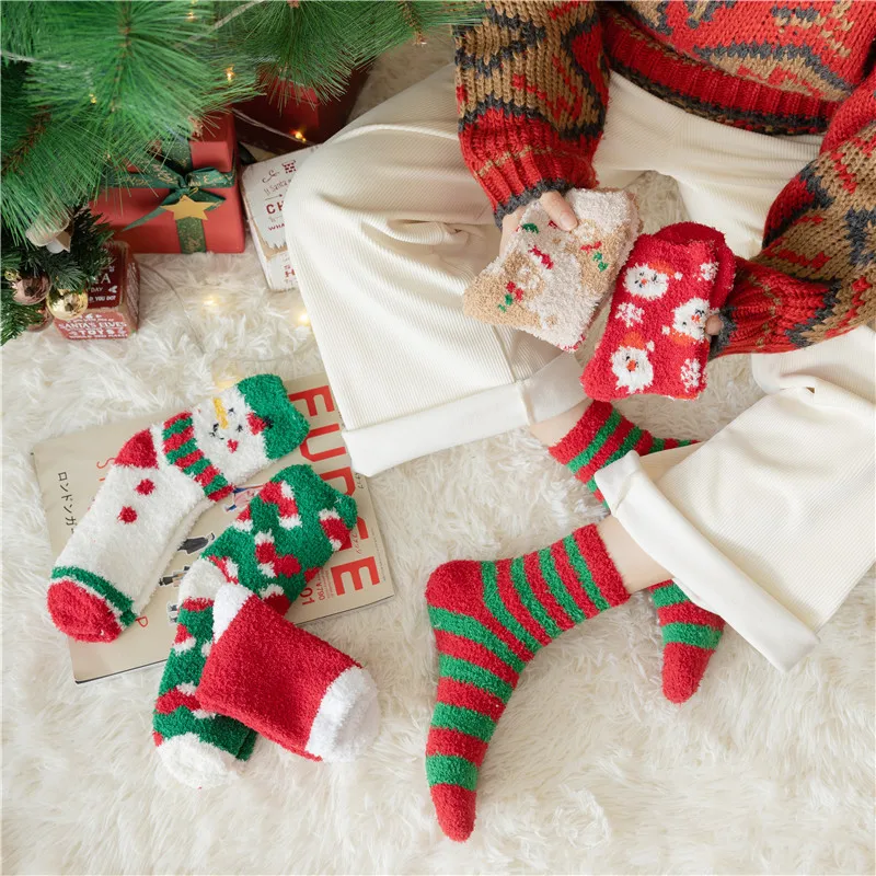 Коледни чорапи Дамски Забавни чорапи с Дядо Коледа, коледа снеговиком, кавайными мультяшными животни, красиви и оригинални коледни подарочными чорапи за момичета