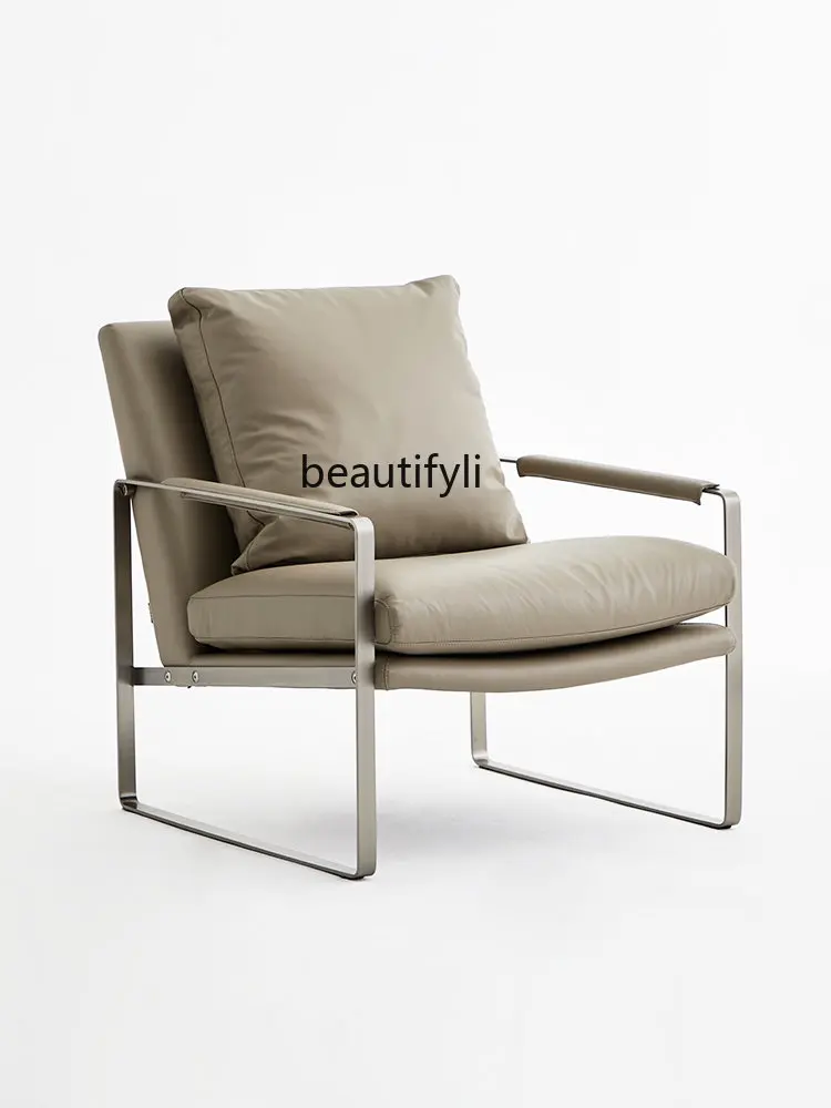 Метален кожена арт диван, дизайнерски стол за дневна, кабинет, Скандинавски стол за почивка