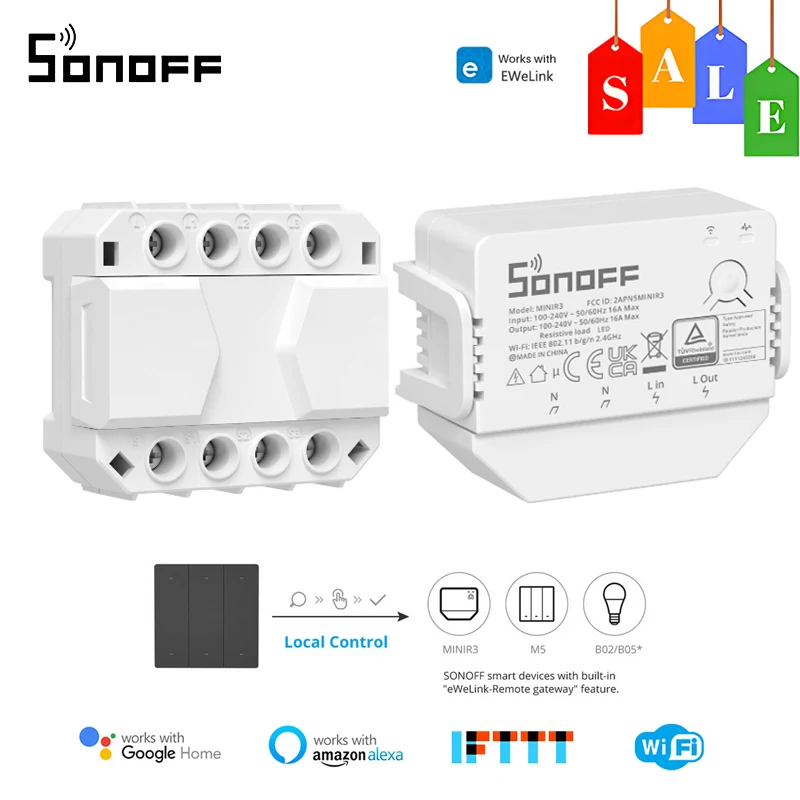 SONOFF MINIR3/S-MATE WIFI Smart Switch Модул за Автоматизиране Таймерного Реле Smart Switch е Съвместимо С приложението Алекса Google Home eWeLink