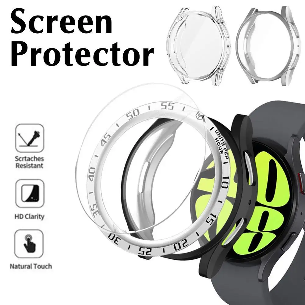 3шт За Samsung Galaxy Watch 6 Classic 47 мм на 43 мм, Калъф от TPU + Защитно фолио от Закалено Стъкло + Рамка за PC Watch6 Classic