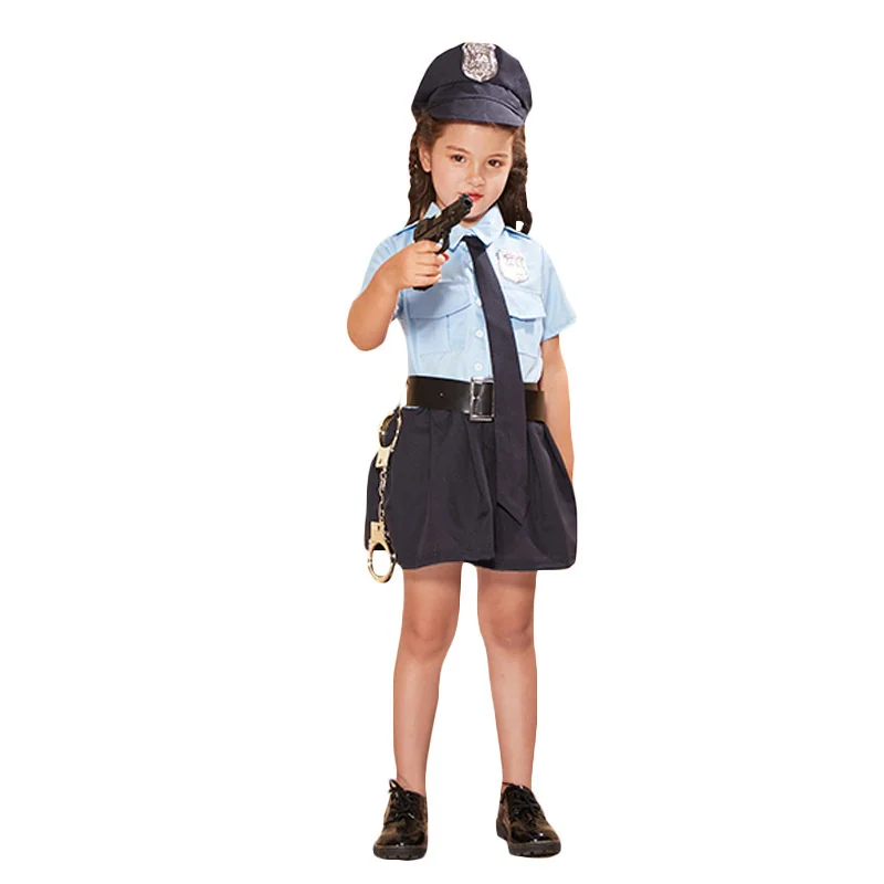 Детски костюм за cosplay, декори за сцени, полицейска форма за момичета, карнавальная облекло за Хелоуин