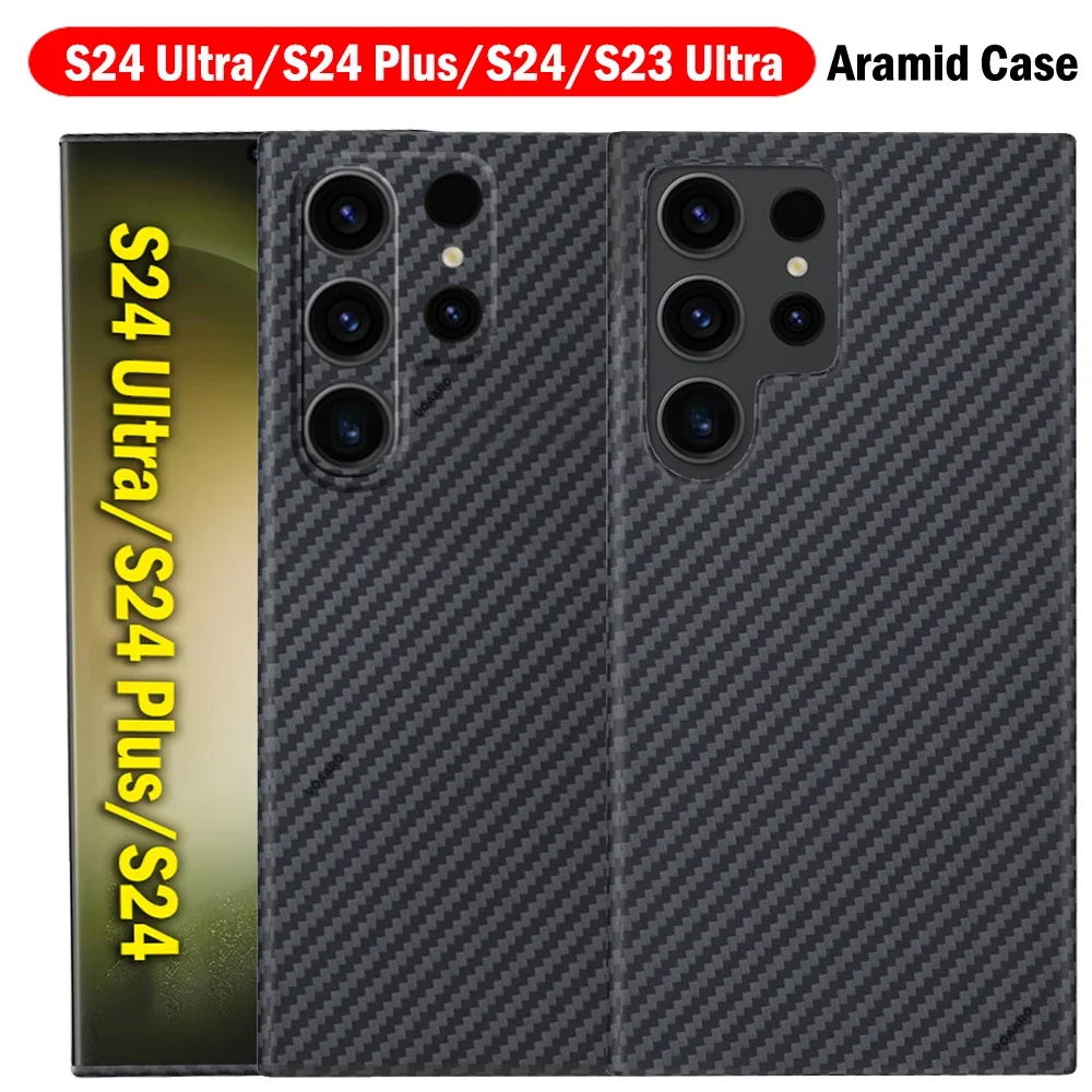Калъф от чисто настоящия въглеродни влакна за Samsung Galaxy S24 Ultra Case за Samsung Galaxy S24 Plus S23 Ultra Aramid Fiber Case Cover 3D