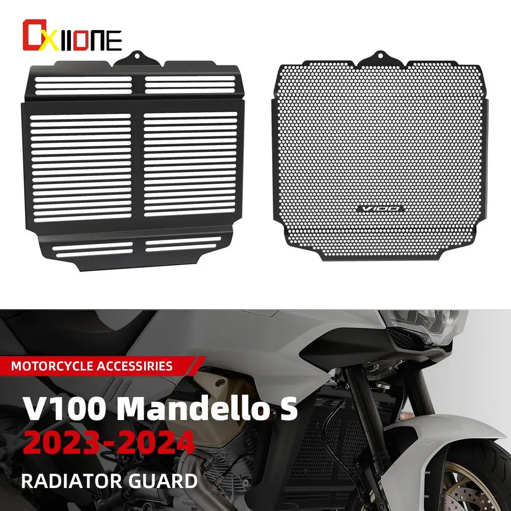 Защита на радиатора за Moto Guzzi V100 Mandello S 2023 2024 Защита на предната решетка, Защитно покритие, Алуминиеви Аксесоари за мотоциклети