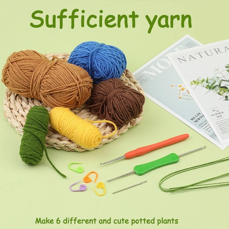Комплекти за плетене на стайни растения плетене на една кука, комплекти за самостоятелно плетене на една кука, включително кука за плетене, прежда